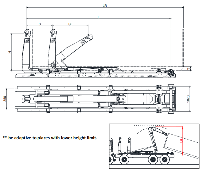 22 Tons Hooklift System for Truck Chassis